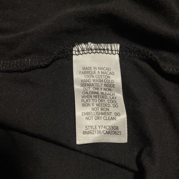 Vintage‎ Guess Shirt Leopard Print Logo Beads Sequins Bling Y2K Top Black Medium - Picture 9 of 9